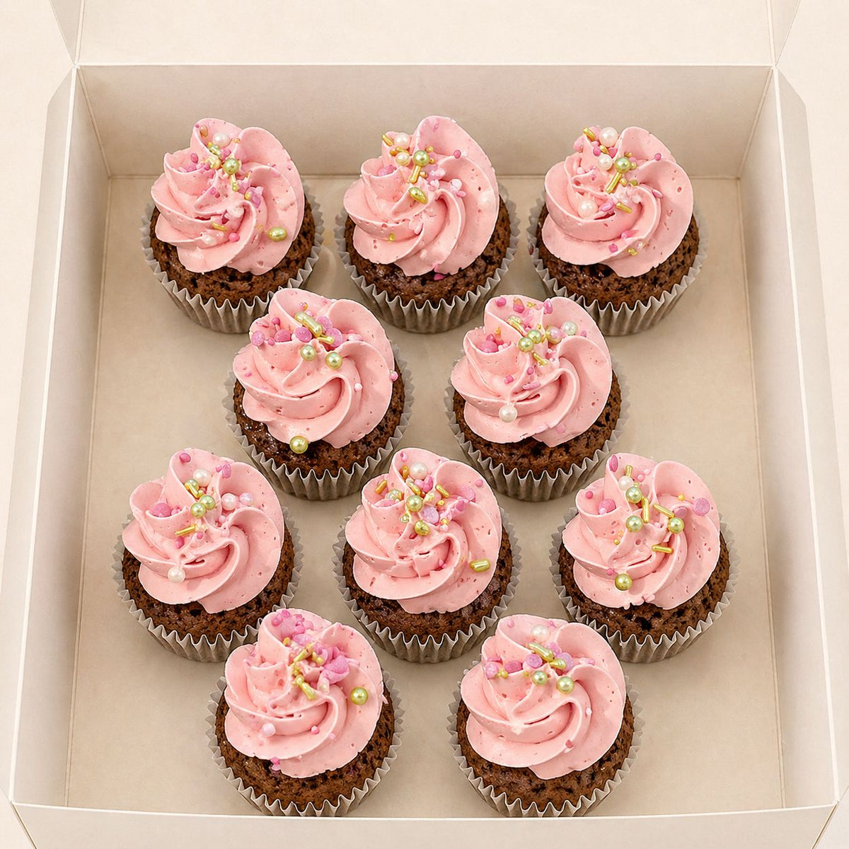 CHOCOLAT CREME VANILLE ROSE Mini cupcakes atilierdesgateaux.com 