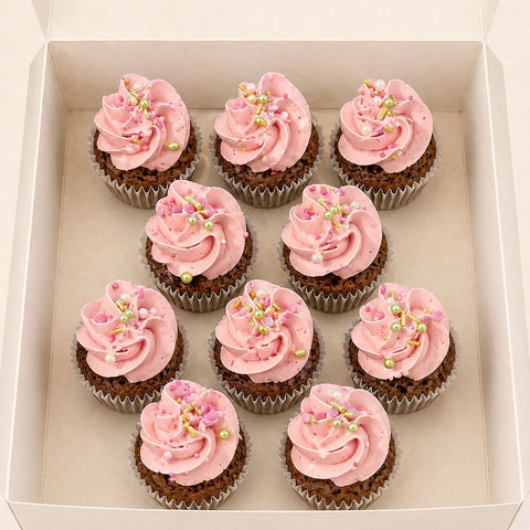 MINI CUPCAKES CHOCOLAT CREME VANILLE ROSE