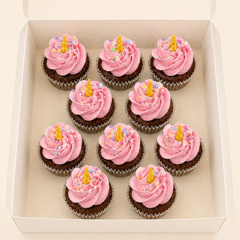 MINI CUPCAKES CHOCOLAT CREME VANILLE ROSE LICORNE