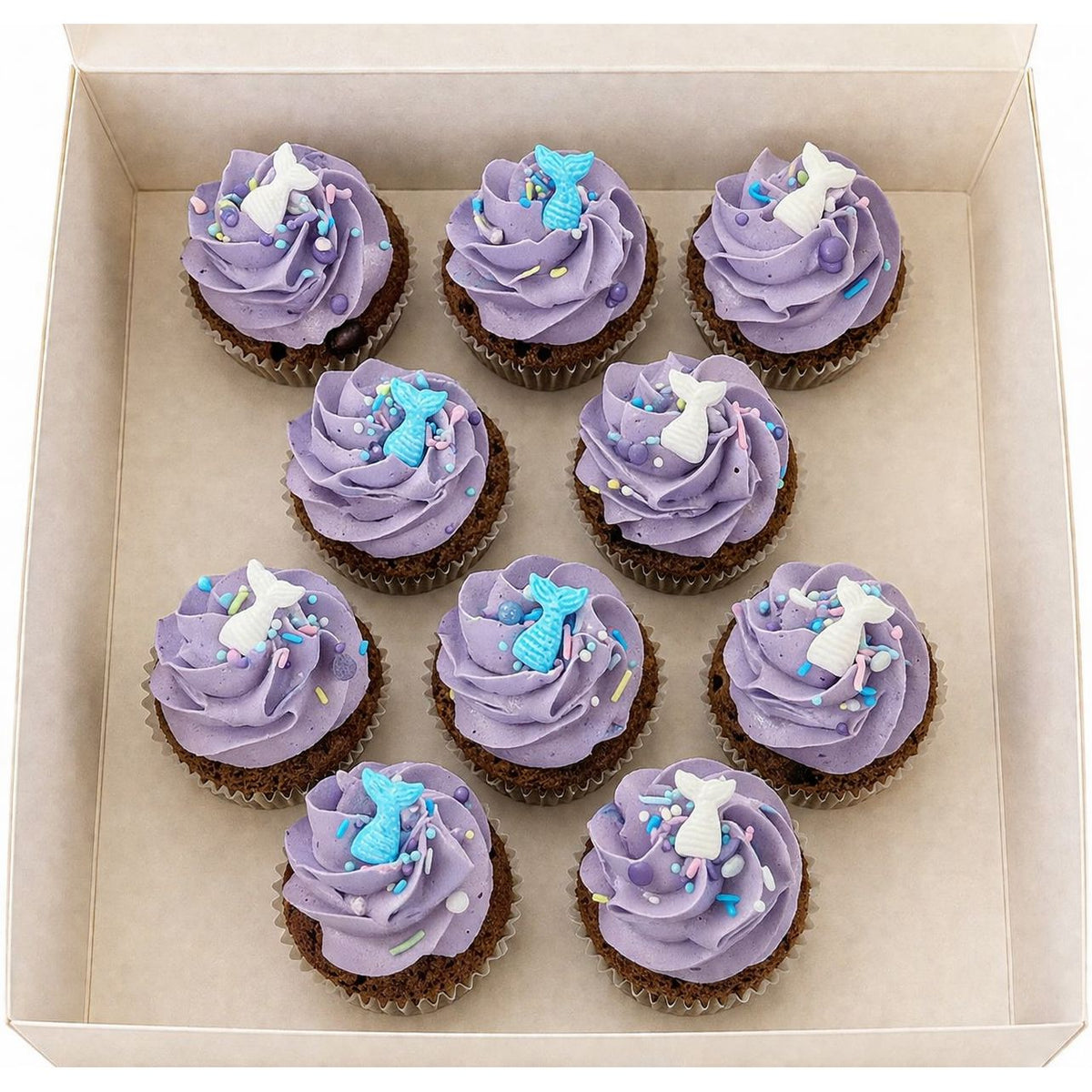 Chocolat crème vanille violette thème sirène Mini cupcakes atilierdesgateaux.com 