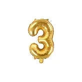 BALLON CHIFFRE 3 OR 35CM