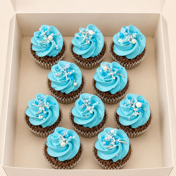 MINI CUPCAKES CHOCOLAT CREME VANILLE BLEU