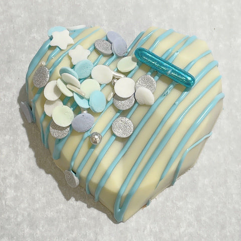 COEUR CHOCOLAT GIANDUJA BLANC ET BLEU